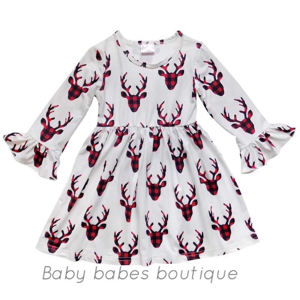 Red plaid deer dress